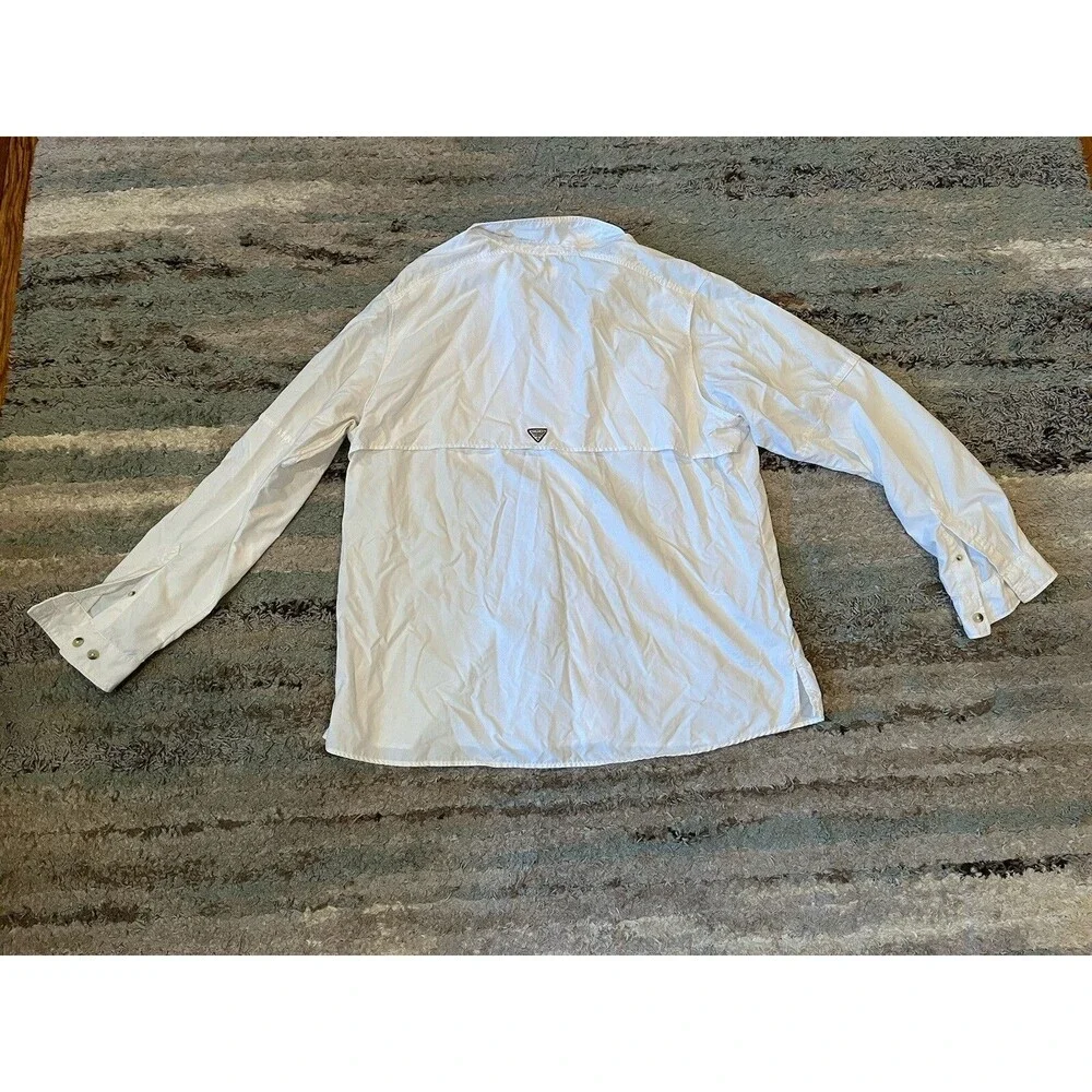 Columbia Youth?  White Performance Fishing Gear  PFG Vented Long Sleeve - READ - Picture 2 of 8